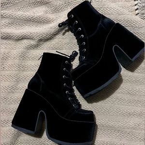 Demonia velvet platform boots